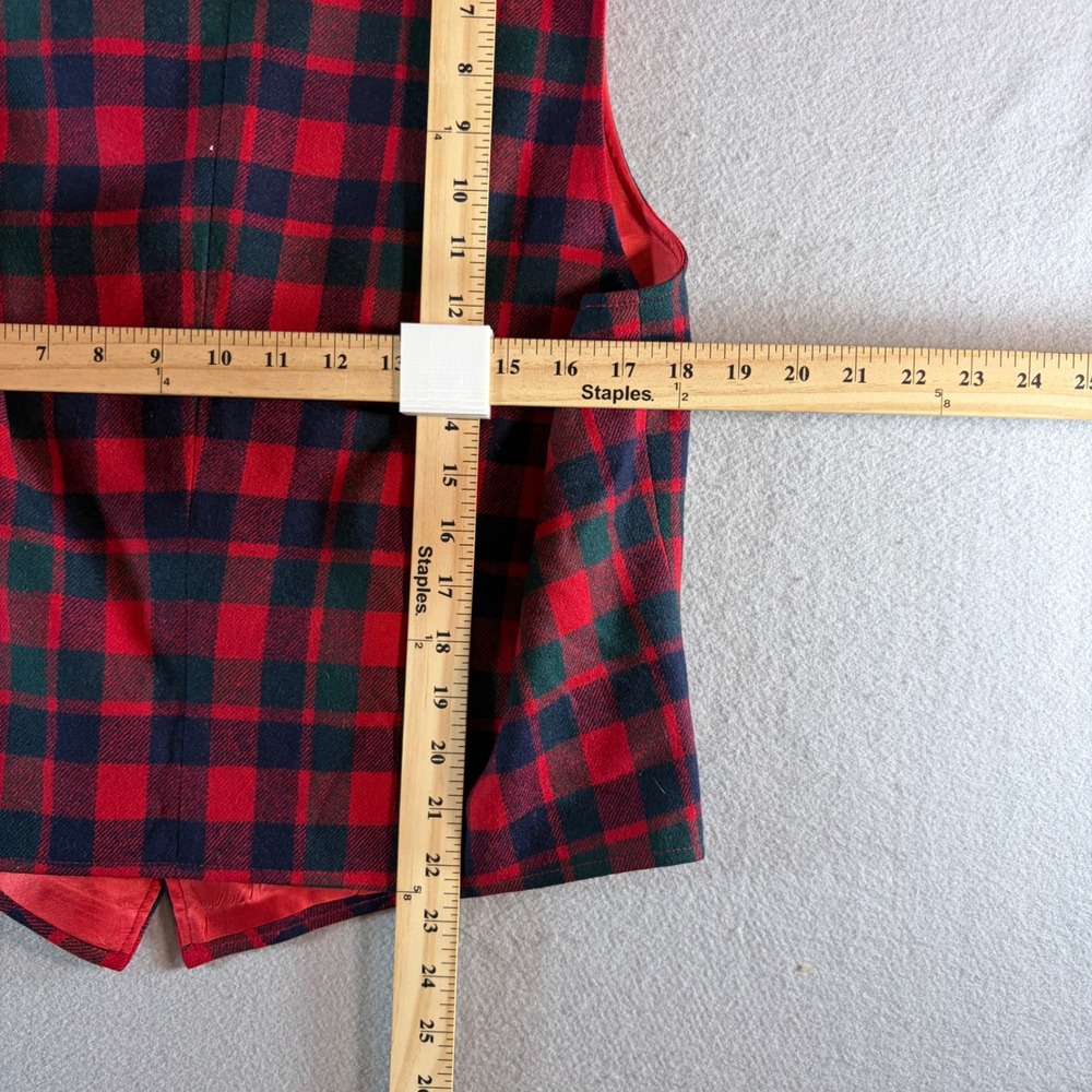 Pendleton Mens Vintage Red Plaid 100% Virgin Wool Vest Made in USA Size L - Picture 5 of 5